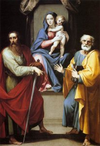 聖母子と聖ペトロ、聖パウロ（ジュゼッペ・チェザーリ画）